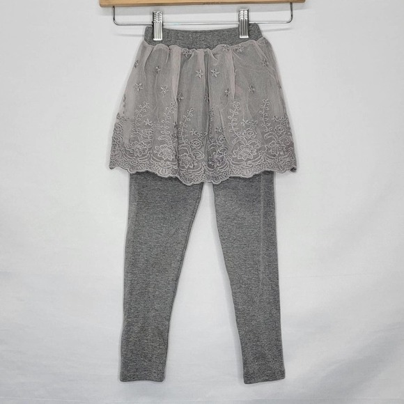 GIRLS grapy legging skirt 2 in 1 pants with lace elastic waist casual leggins - Picture 3 of 11